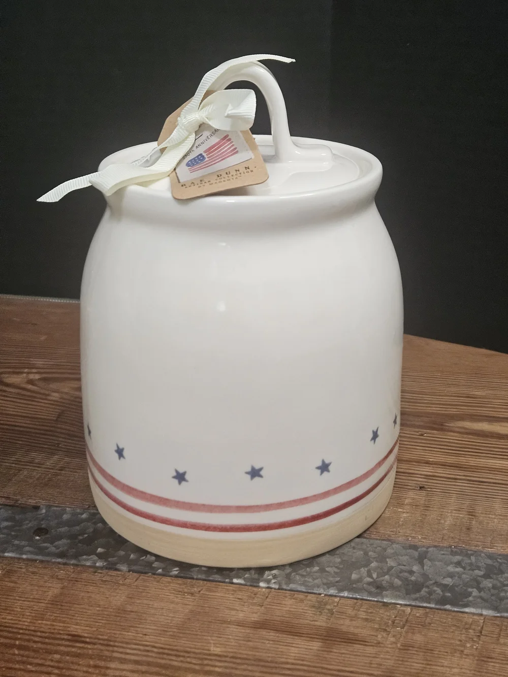 Rae Dunn Ceramic 'HOMEMADE' Canister with Stars and Stripes